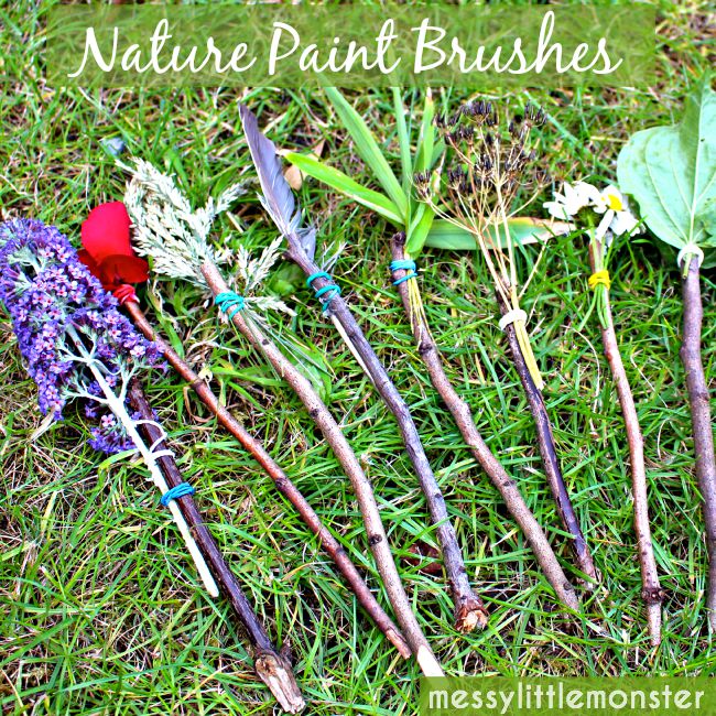 Make your own Nature Paint Brushes - Nature art painting for kids - Messy  Little Monster